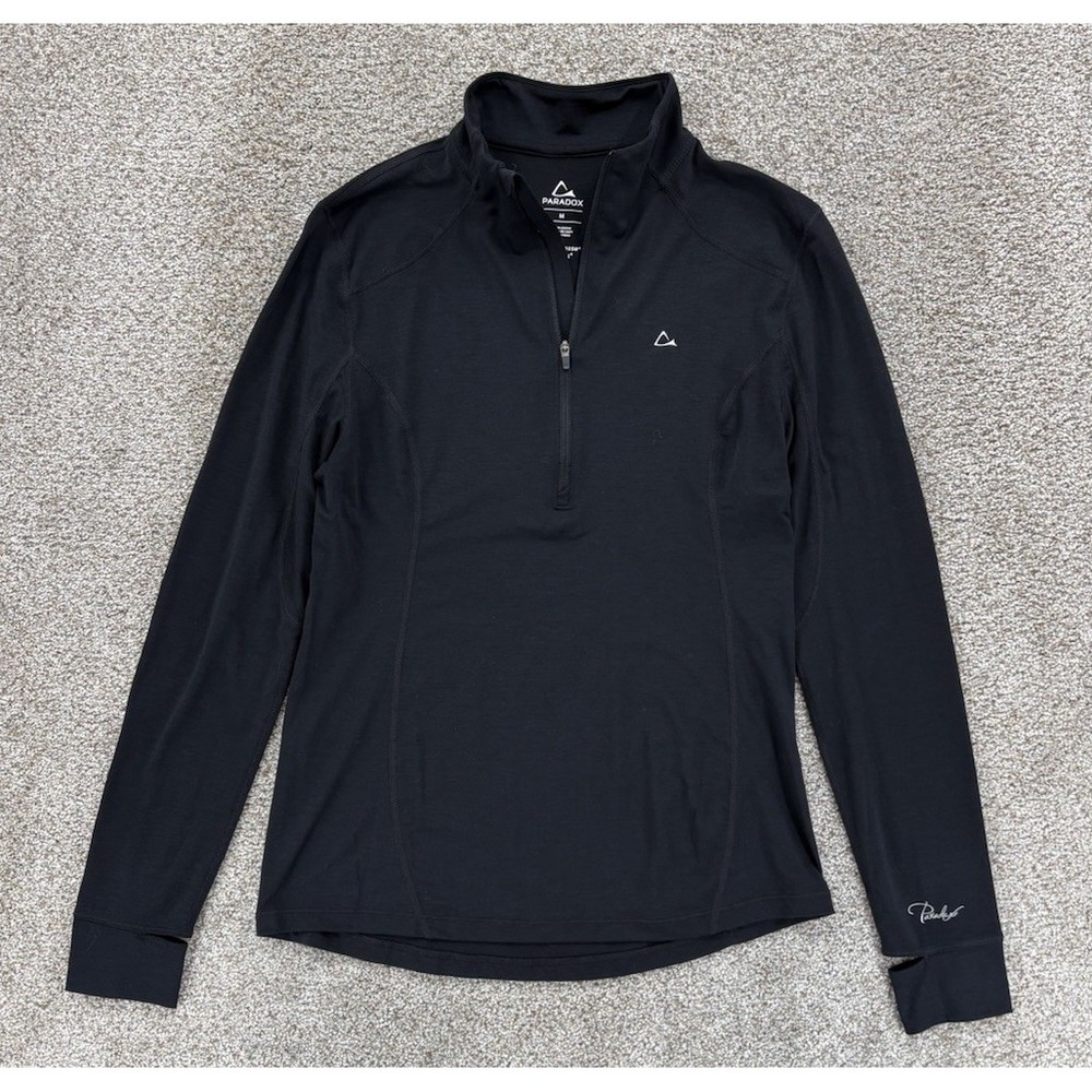 Paradox Pullover Womens M Black 1/2 Zip Dri-Release Performance Merino Wool/Poly